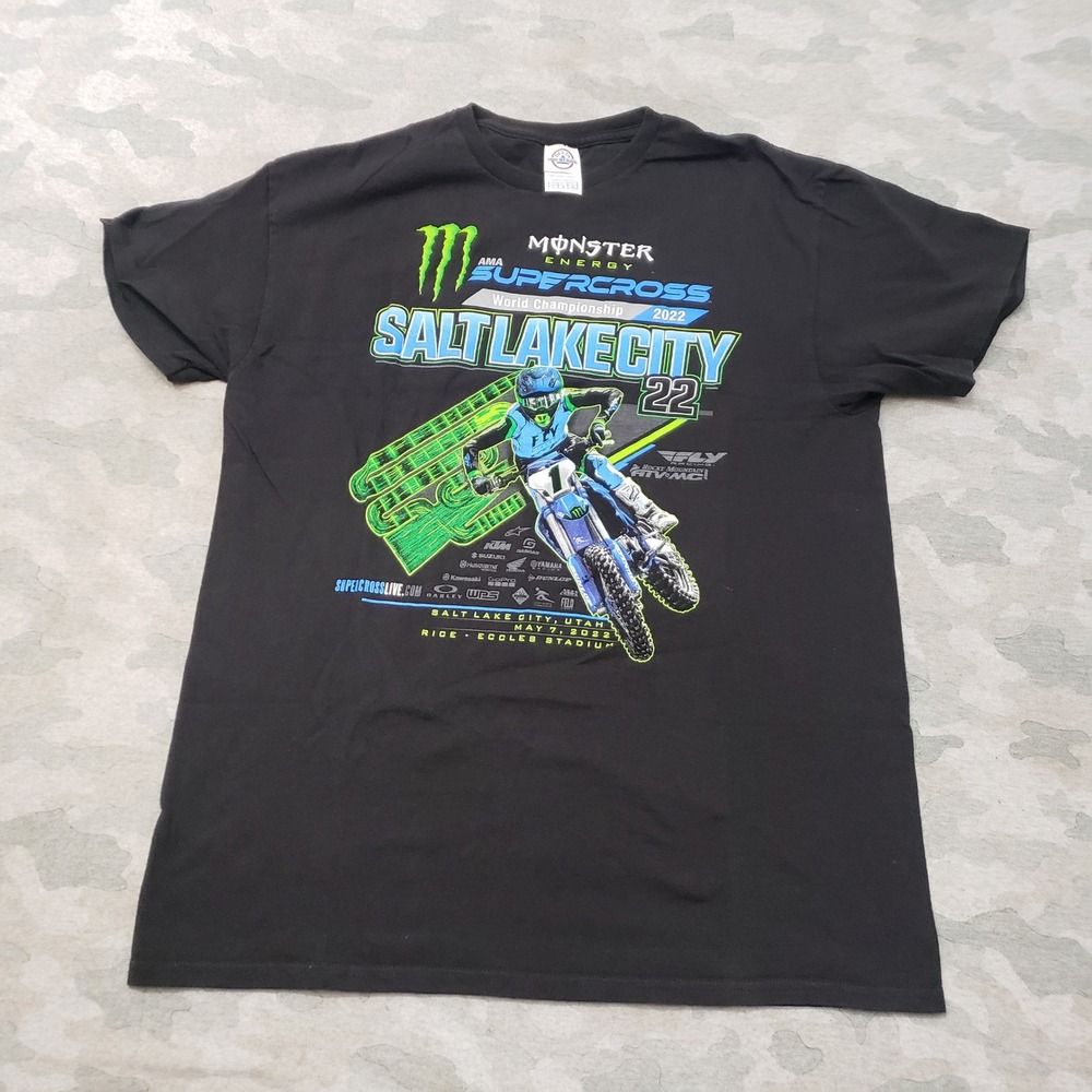 Delta Monster Energy Supercross Mens Large Black Salt Lake City Short Sleeve